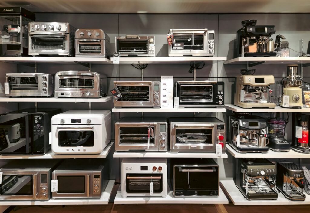 Different sizes of countertop kitchen appliances displayed for comparison