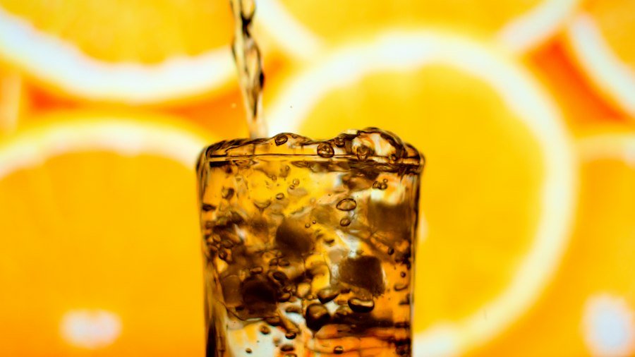 Water in a clear drinking glass