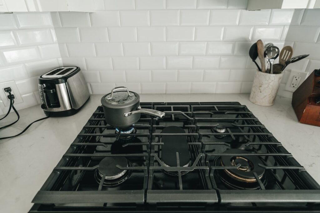 Modern electric cooktop surface in a kitchen